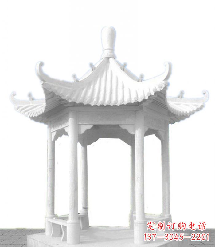 烟台公园景观汉白玉石雕凉亭 (2)