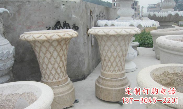 烟台公园景观花篮式花盆石雕