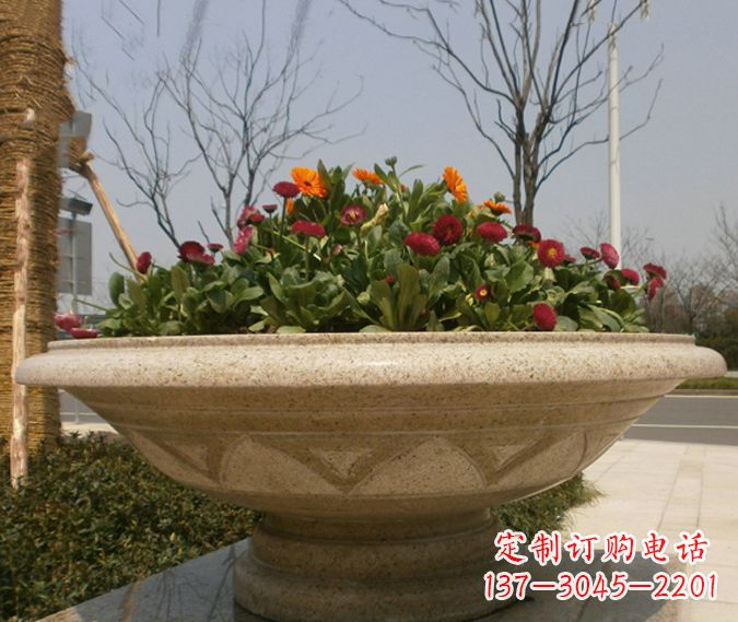 烟台公园景观花盆石雕 (2)