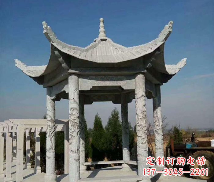 烟台六角凉亭石雕精美雕塑