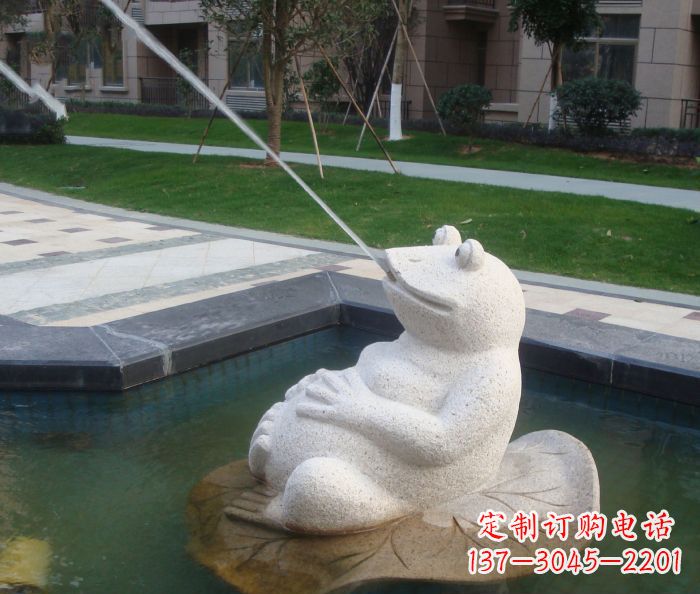 烟台精美青蛙喷泉石雕