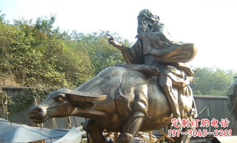 烟台中领雕塑艺术精美大型老子骑牛景观雕塑