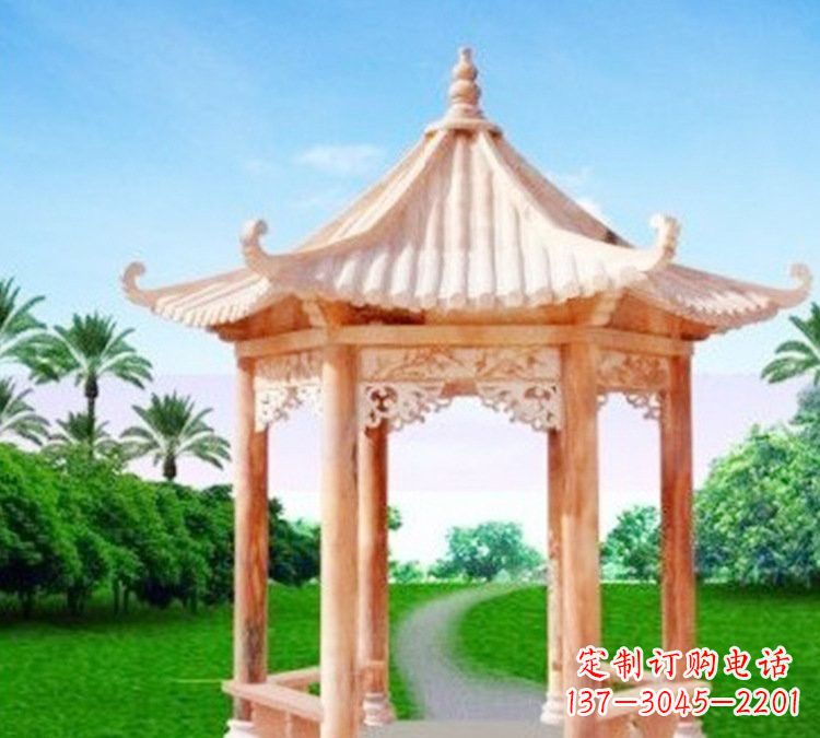 烟台公园六角凉亭石雕