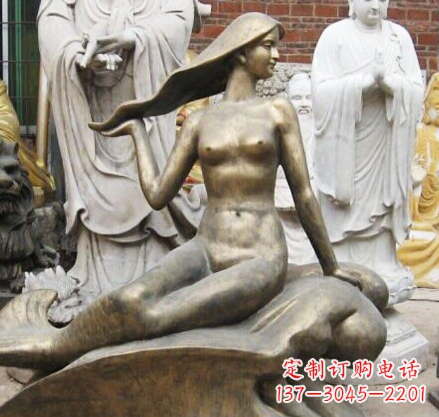 烟台公园美人鱼景观铜雕 (3)