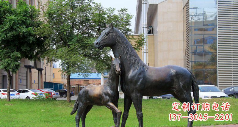 烟台优质实木母子马铜雕