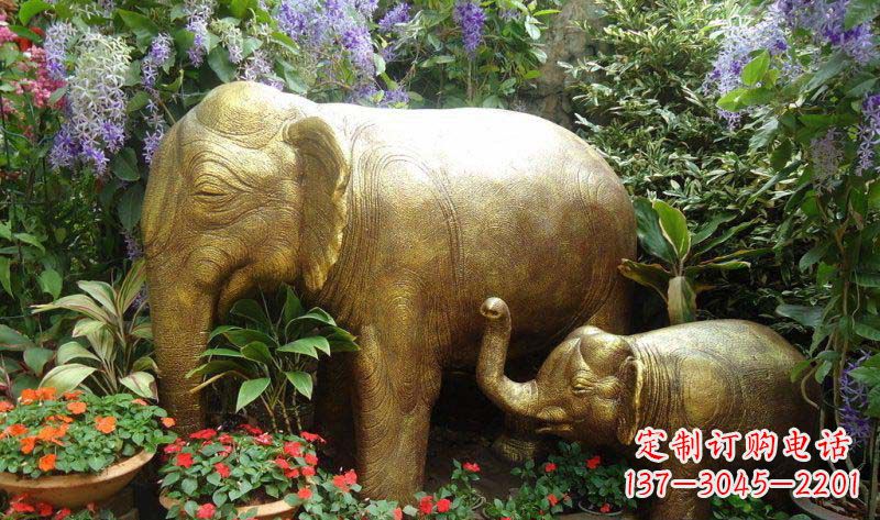 烟台铜雕母子象艺术雕塑