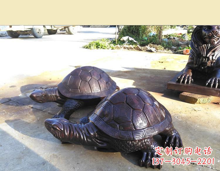 烟台公园母子乌龟铜雕