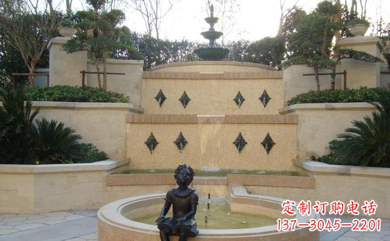 烟台西方风尚小女孩铜雕