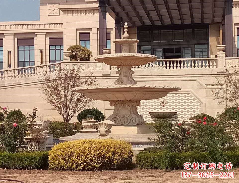 烟台中领雕塑定制精美喷泉鱼石雕