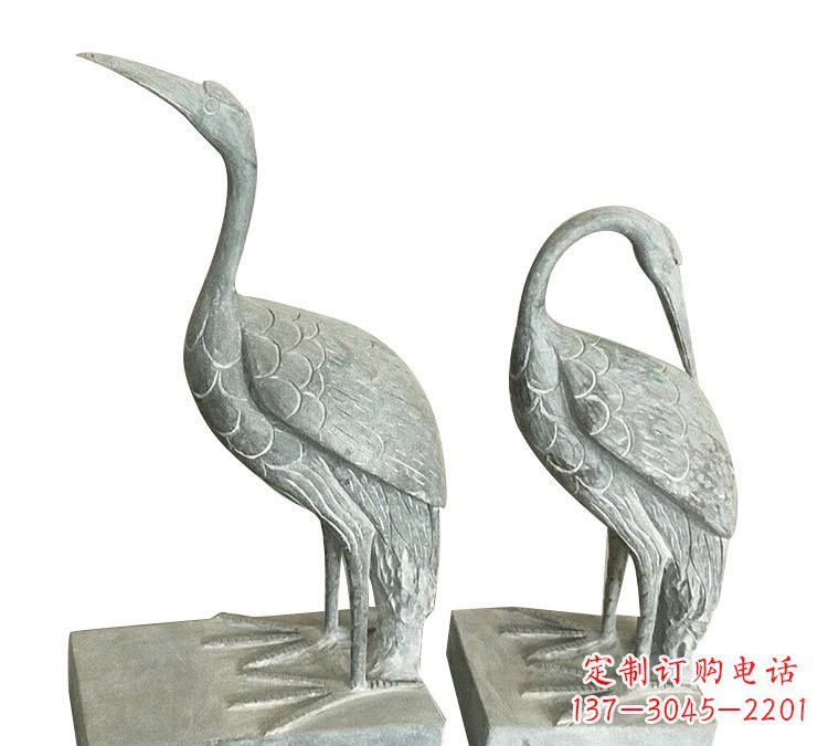 烟台完美纯手工雕刻青石仿古丹顶鹤石雕