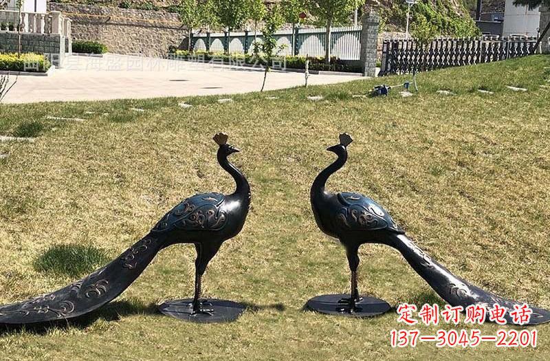 烟台公园青铜孔雀雕塑