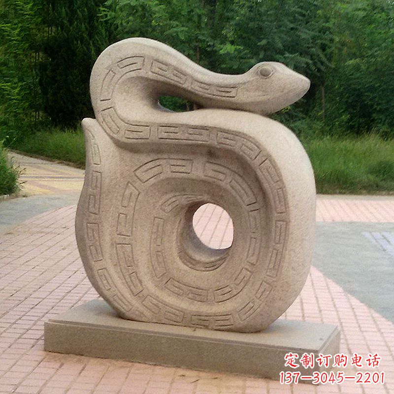 烟台砂岩动物蛇雕塑