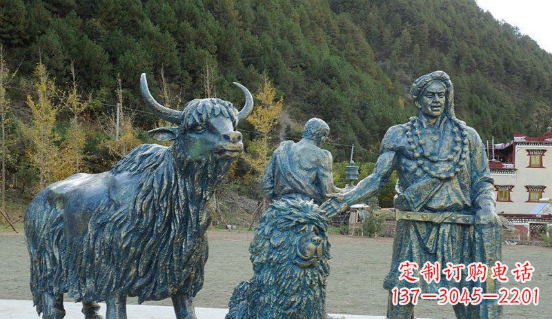 烟台中领雕塑定制牦牛景观铜雕
