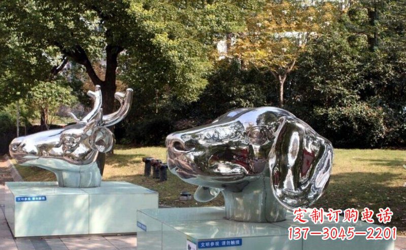 烟台不锈钢十二生肖头像雕塑