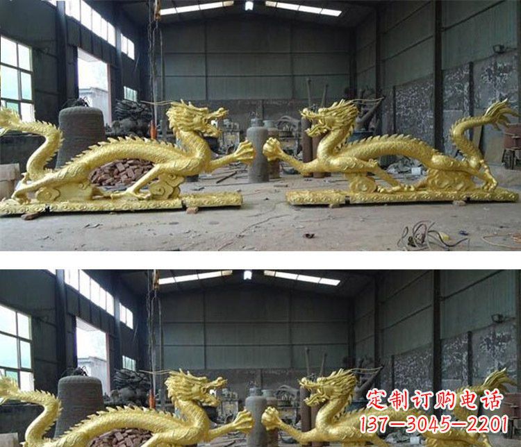 烟台公园双龙戏珠铜雕