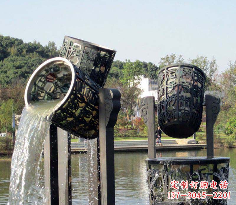 烟台精美的铜制公园水缸喷泉雕塑