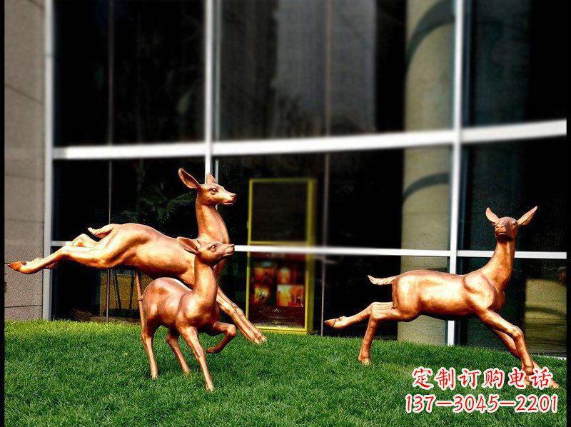 烟台精美青铜动物雕塑——小鹿奔跑