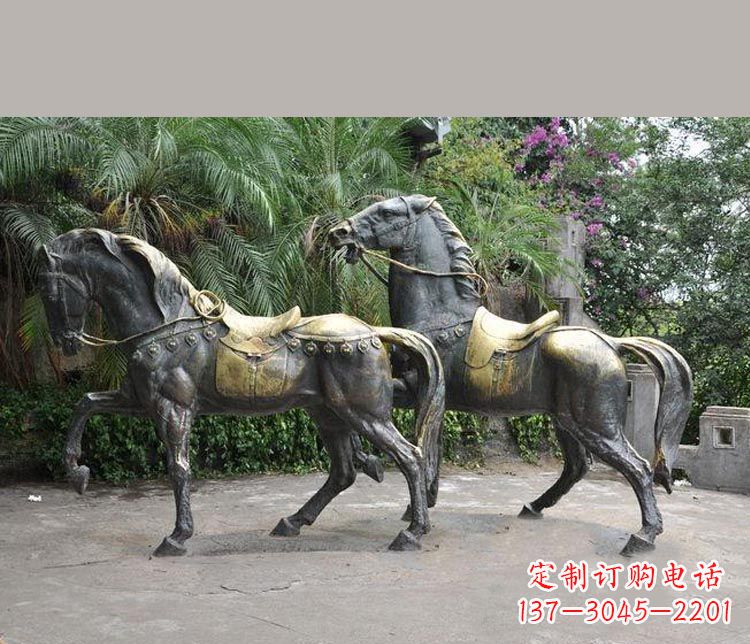 烟台3米大型精美纯铜马鞍雕塑