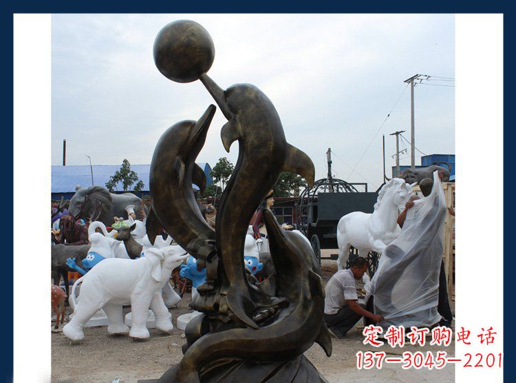 烟台铜质海豚造型雕塑