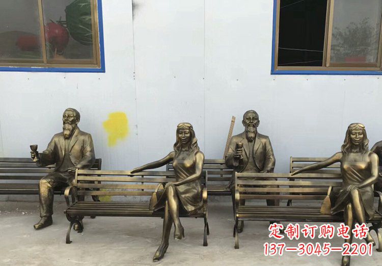 烟台唯美女性铜雕美女长椅