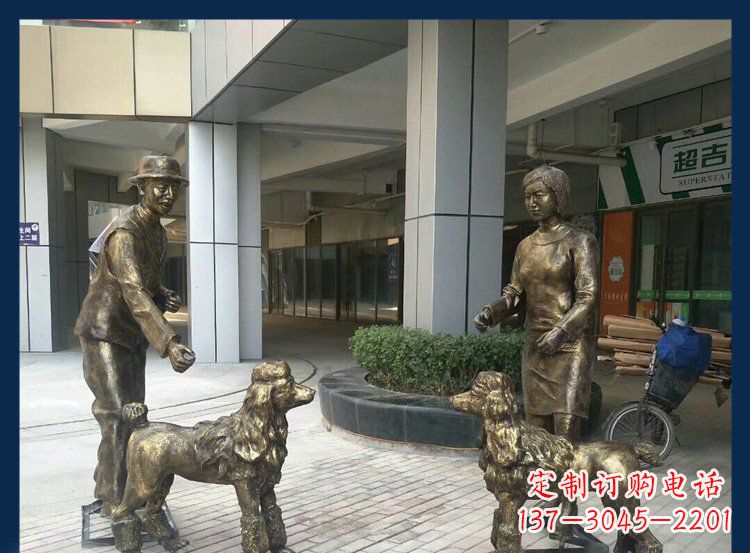 烟台精美铜雕牧羊犬人物雕塑