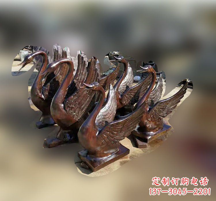烟台优雅美丽的铜雕天鹅塑料