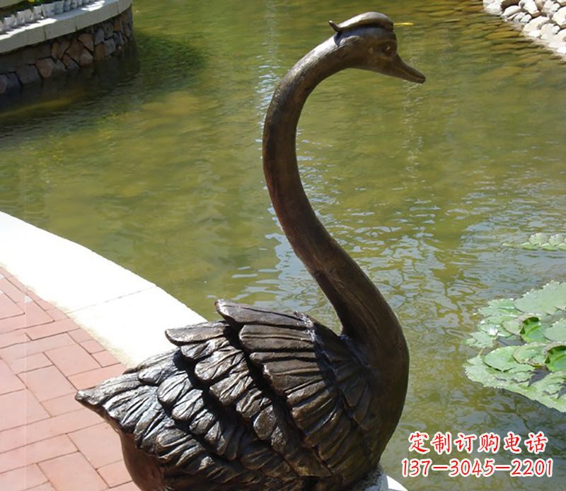 烟台公园装饰铜天鹅喷泉雕塑