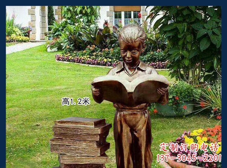 烟台西方美女看书人物铜雕塑