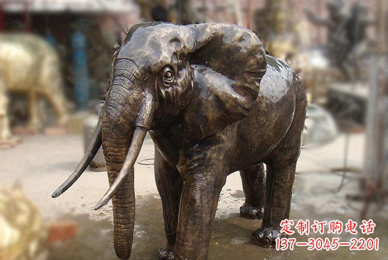 烟台优雅而典雅的铜质大象雕塑