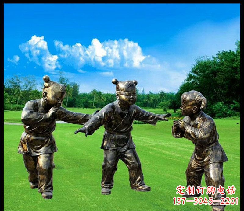 烟台精致的儿童铜雕造型,增添公园乐趣