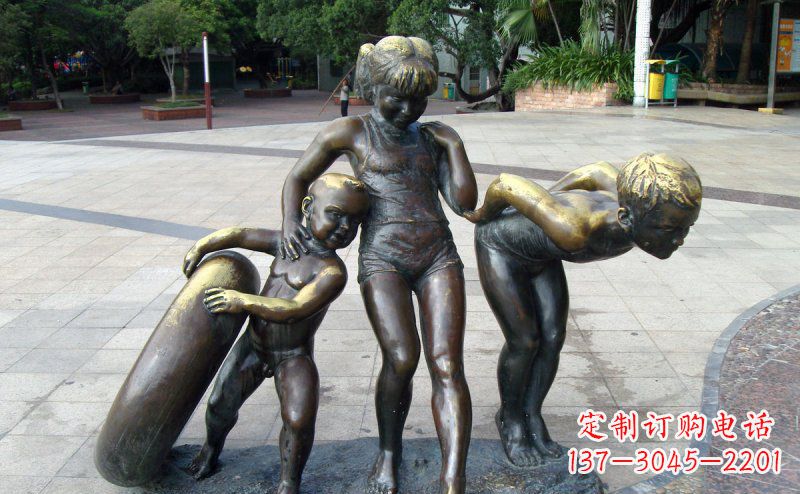 烟台浪漫情怀小孩铜雕