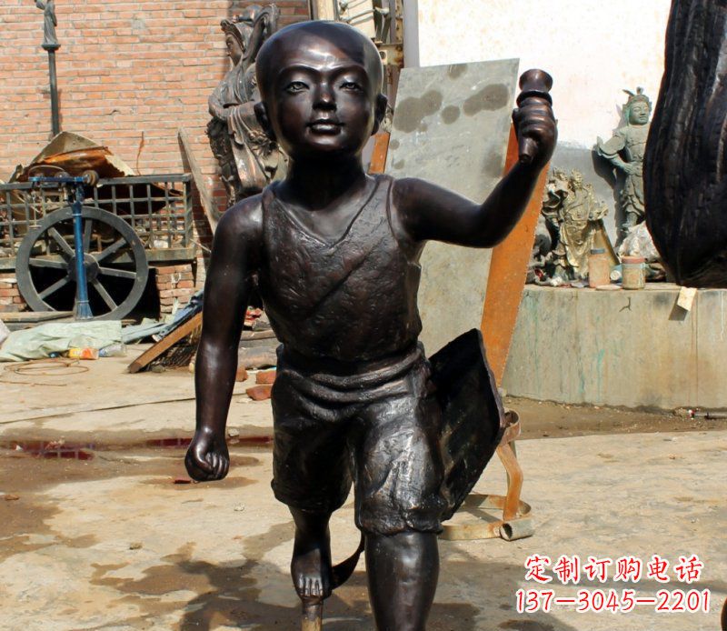 烟台打造完美的小孩铜雕,让童趣活跃