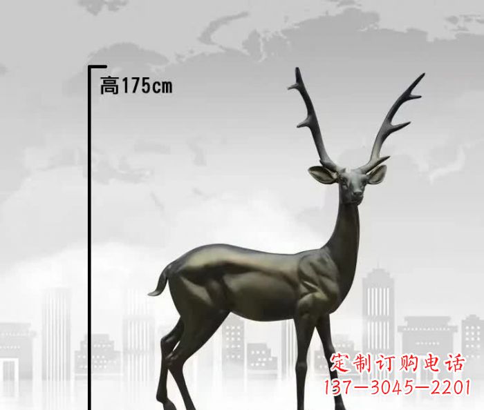 烟台精致优雅的铜制公园小鹿雕塑