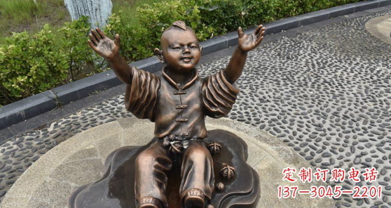 烟台精致雕塑,匠心创造——小男孩铜雕