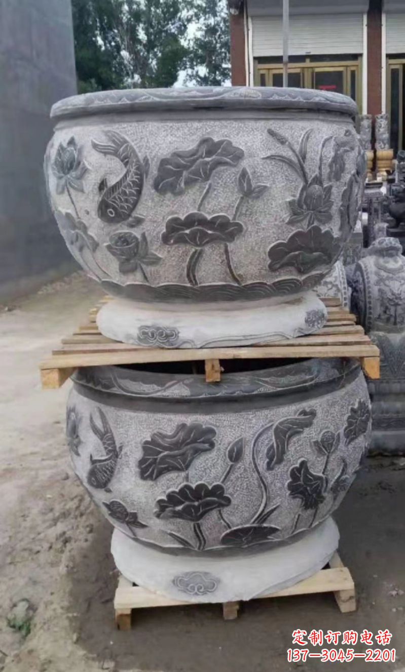 烟台精致的石头水缸雕塑,为您的公园小区增添美丽色彩
