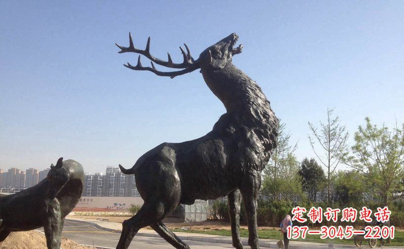 烟台驯鹿精美铜雕