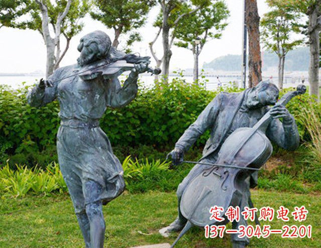 烟台双面演奏大提琴&小提琴铜雕塑