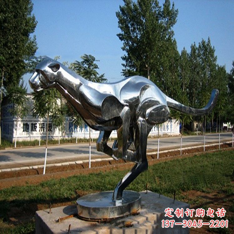 烟台公园园林动物动物袋鼠拉丝不锈钢雕塑