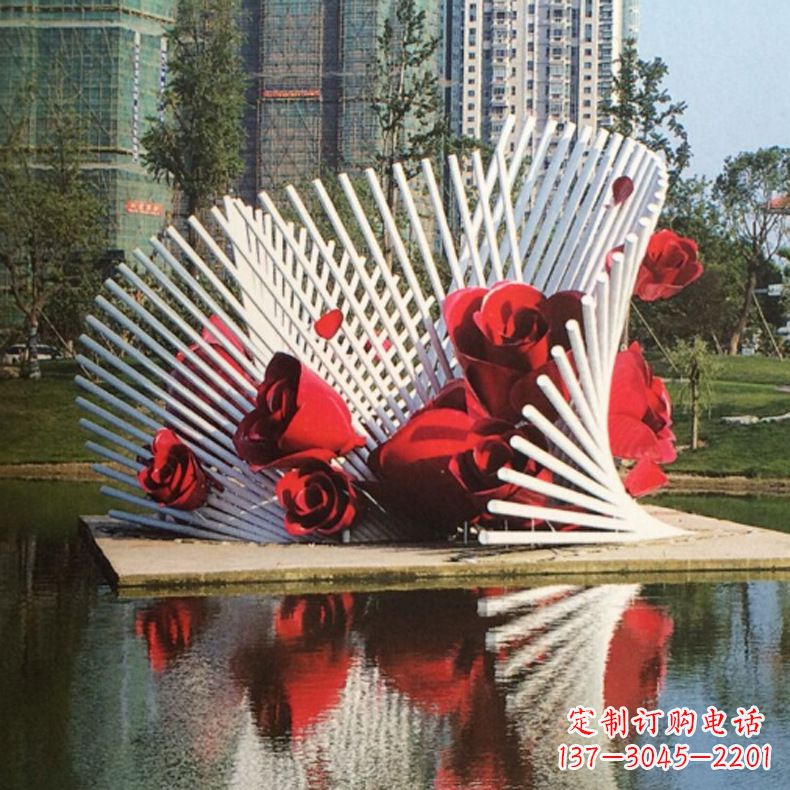 烟台玫瑰之美,不锈钢艺术雕塑