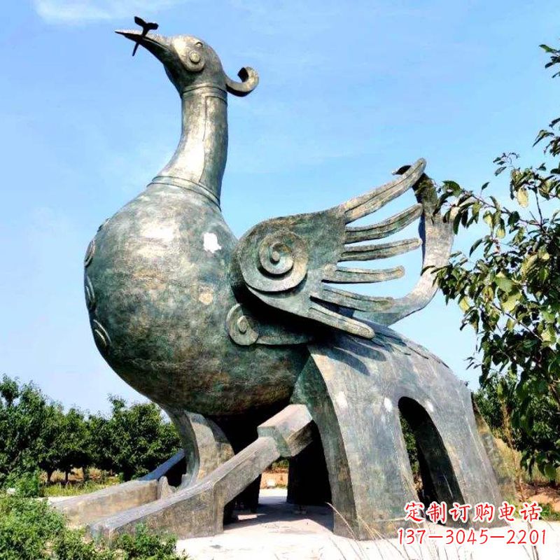 烟台公园园林朱雀铜雕景观雕塑