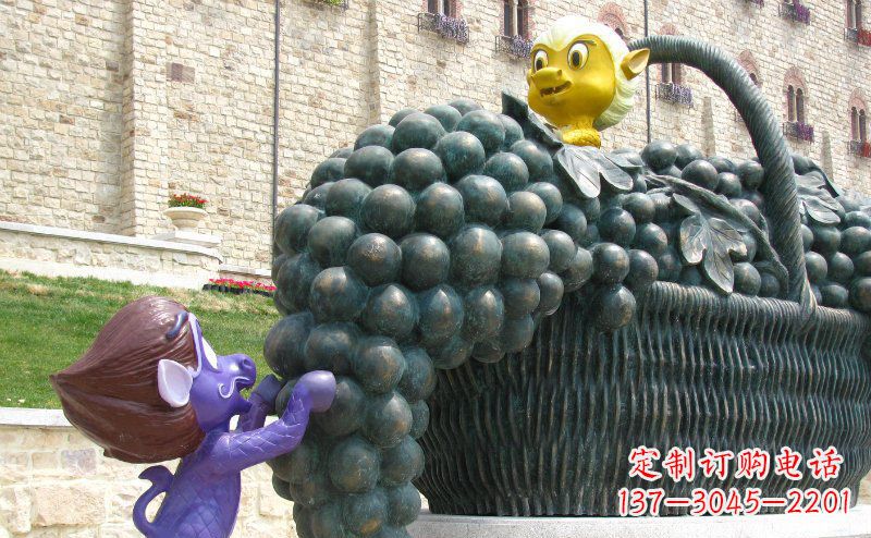 烟台精致雕刻,定制葡萄花篮雕塑