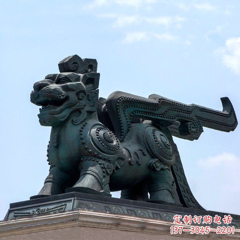 烟台中领雕塑-铜制獬豸雕塑