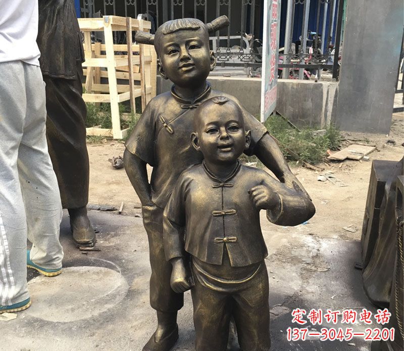 烟台古代儿童铜雕