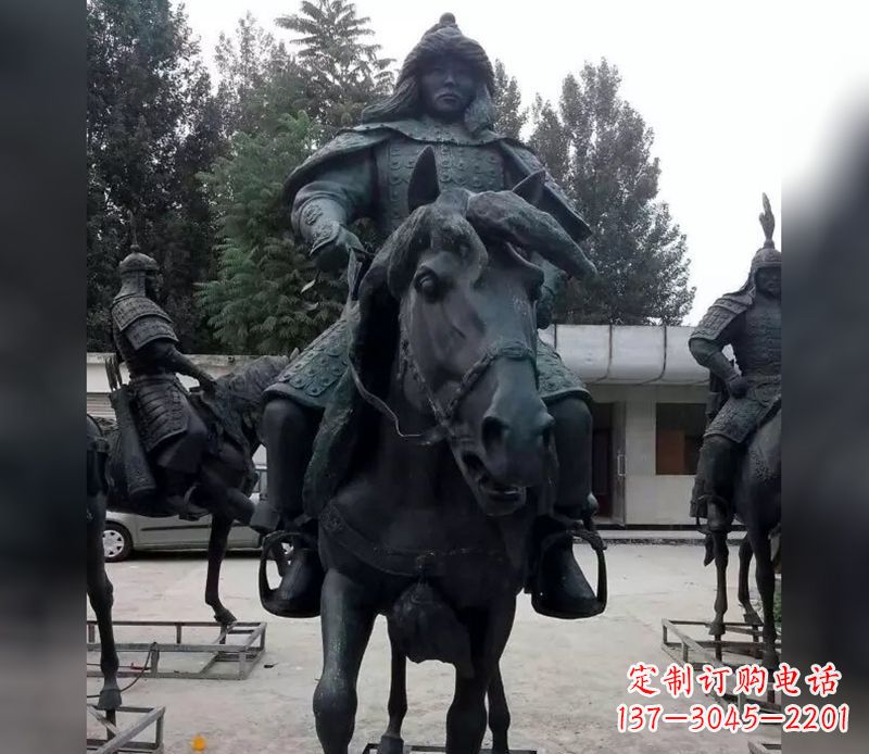 烟台英姿飒爽古代将军骑马铜雕
