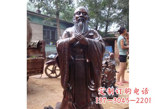 烟台古代教育家人物孔子玻璃钢仿铜雕塑