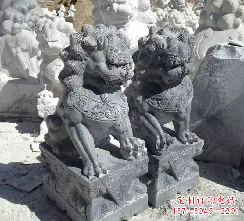 烟台古典青石狮子雕塑