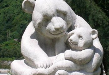 烟台公园装饰熊猫石雕