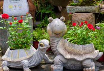 烟台铸铁乌龟花盆雕塑