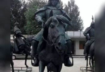 烟台英姿飒爽古代将军骑马铜雕