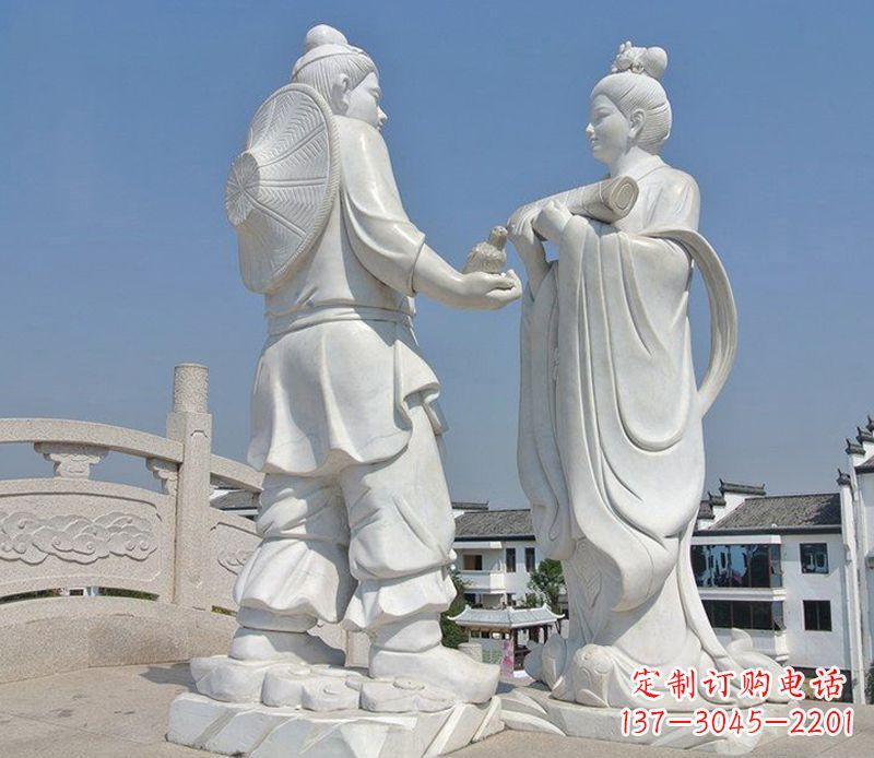 烟台唯美古典,传统牛郎织女石雕